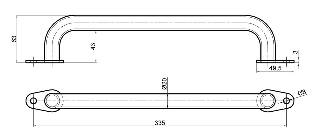 Maner tip NATO, inox, 335mm