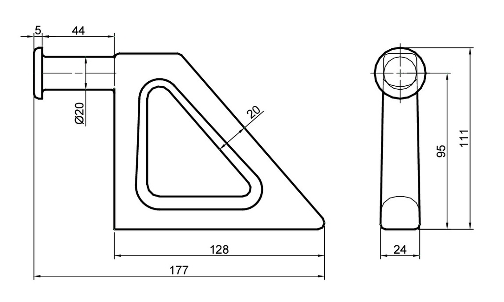 Parte fixa semi-inchidere stalp spate, Fi 20mm, Pin