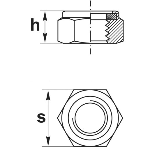 Piulita hexagonala cu autoblocare, zincata, M14
