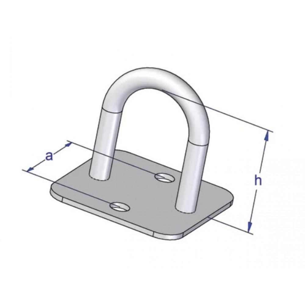 Brida, ureche oblon, baza patrata, H 21mm