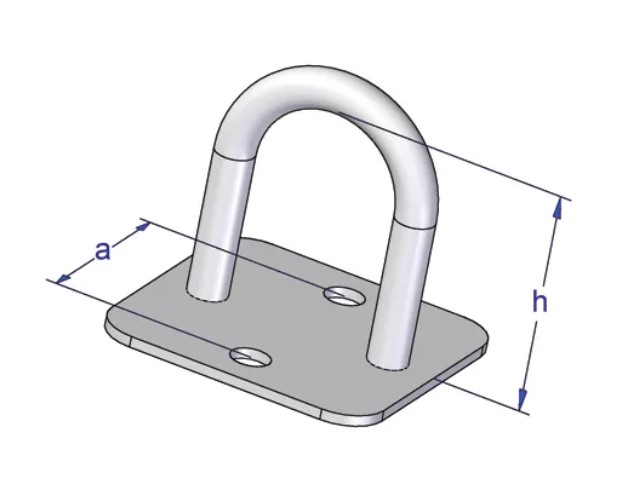 Brida, ureche oblon, baza patrata, H 38mm