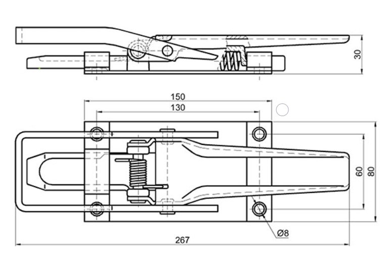 Inchizator oblon, tip TICO, zincata, aplicata