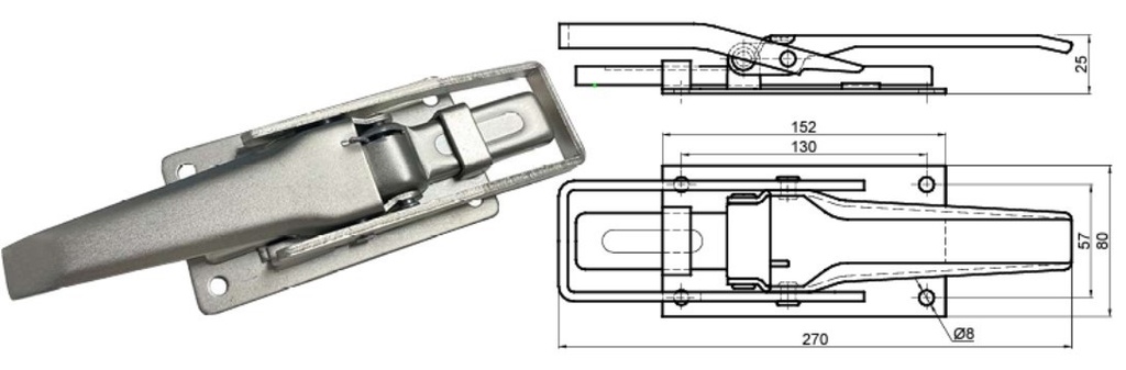 Inchizator oblon, tip TICO, zincata, aplicata