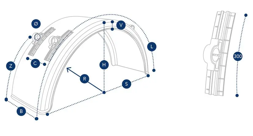 Aripa semicerc, plastic, 2175x1300x430mm