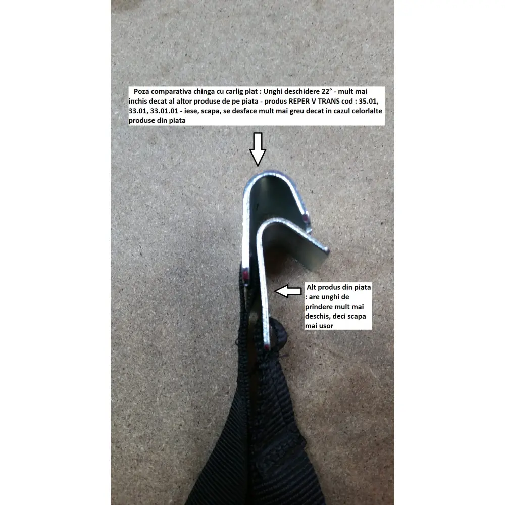 Chinga tensionare prelata, carlig plat, otel zincat, 80cm