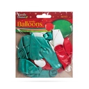 Baloane rosu, verde, metalic, set 15 buc.
