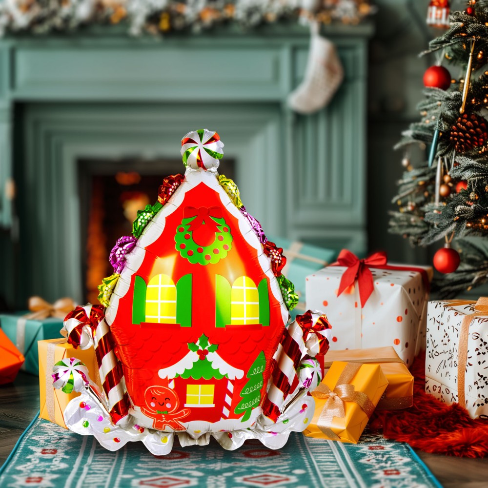 Balon, folie aluminiu, casuta turta dulce, 67x71cm