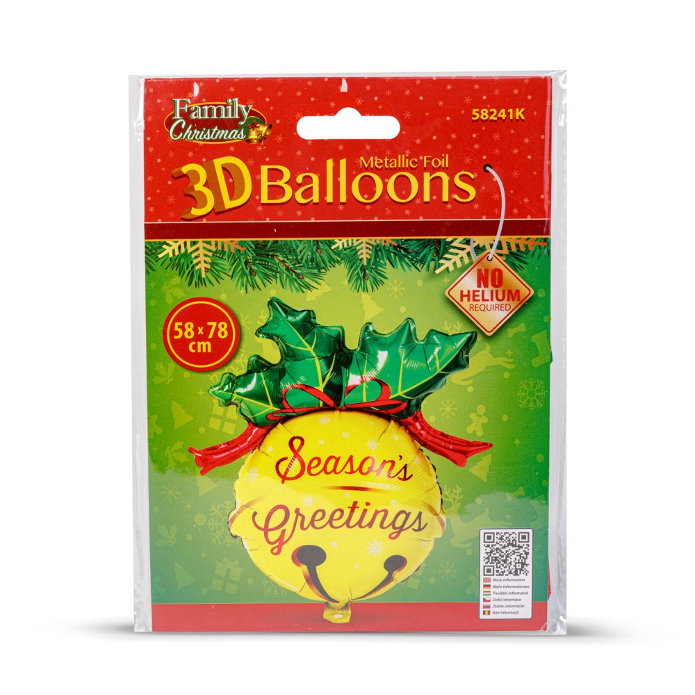 Balon, folie aluminiu, clopotel, 58x78cm