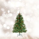 Brad artificial cu bobite rosii, PE/PVC, 120 cm