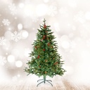 Brad artificial cu bobite rosii, PE/PVC, 150 cm