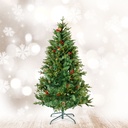 Brad artificial cu bobite rosii, PE/PVC, 180 cm