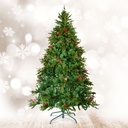 Brad artificial cu bobite rosii, PE/PVC, 210 cm