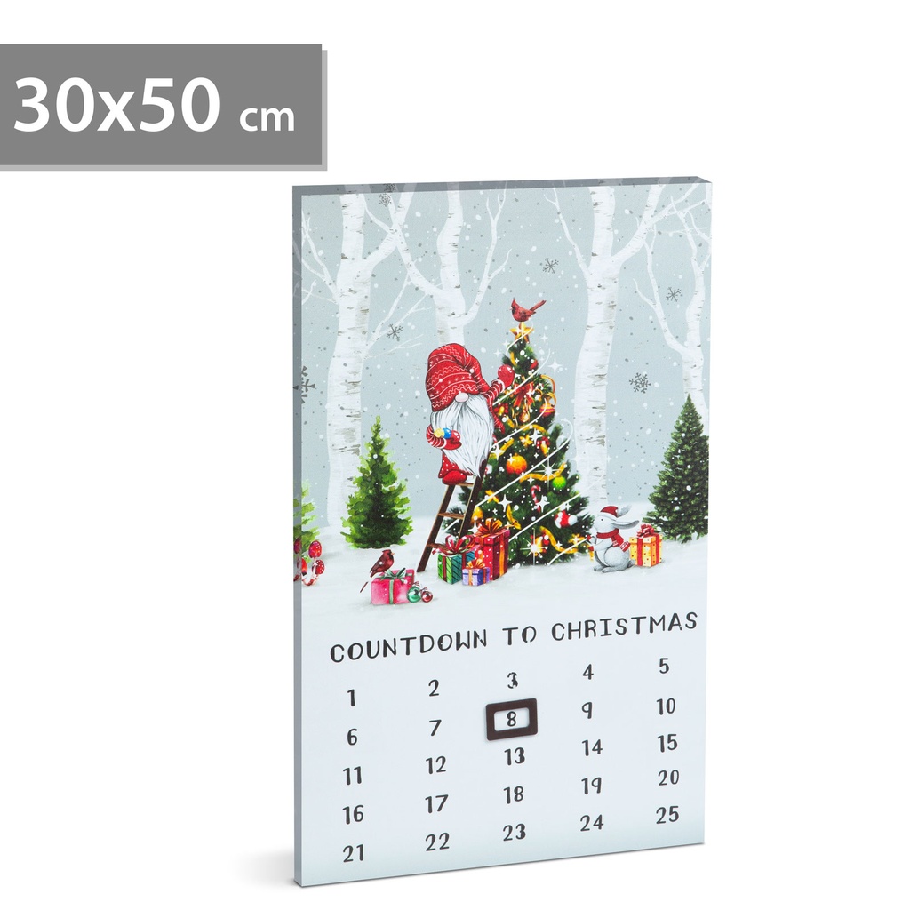 Calendar LED, 2xAA, 30x50cm
