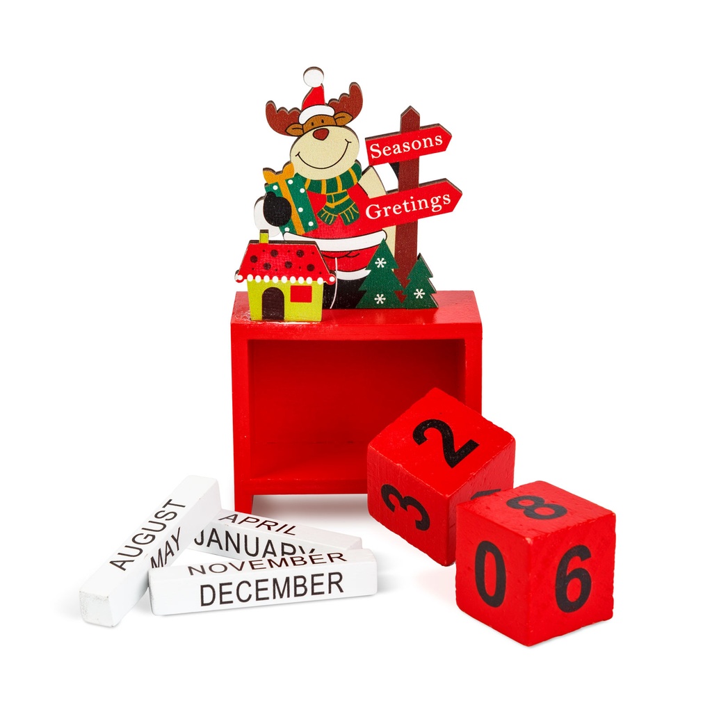 Calendar decorativ din lemn MDF, 13.5x7x3.5cm