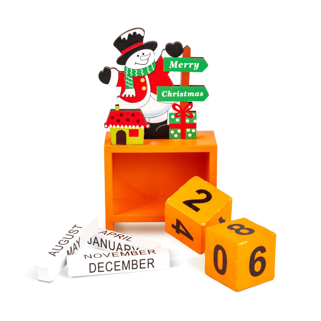 Calendar decorativ din lemn MDF, 13.5x7x3.5cm