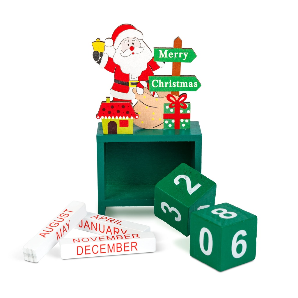 Calendar decorativ din lemn MDF, 13.5x7x3.5cm