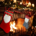 Cizma decorativa Craciun, textil, spiridus, 45cm