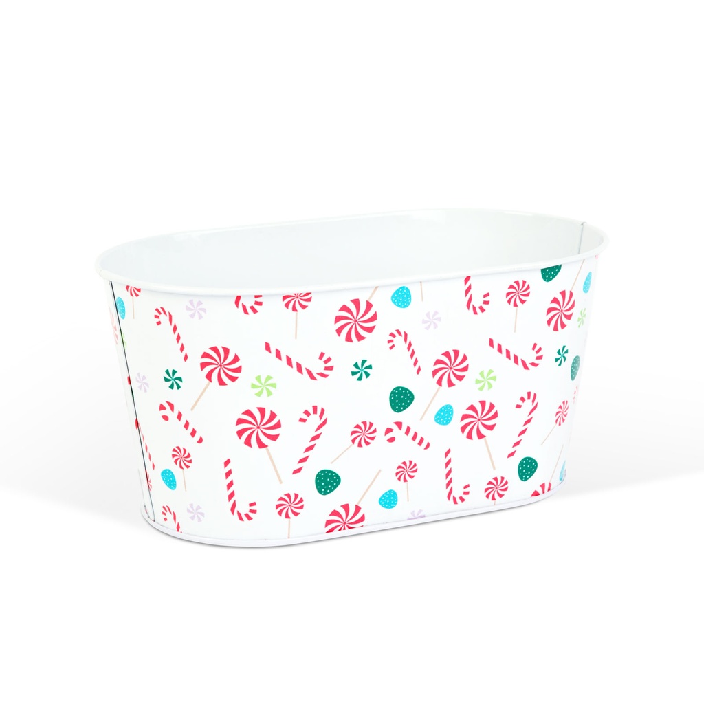 Cos decorativ, metalic, candy cane, 19x11.5x9.5cm