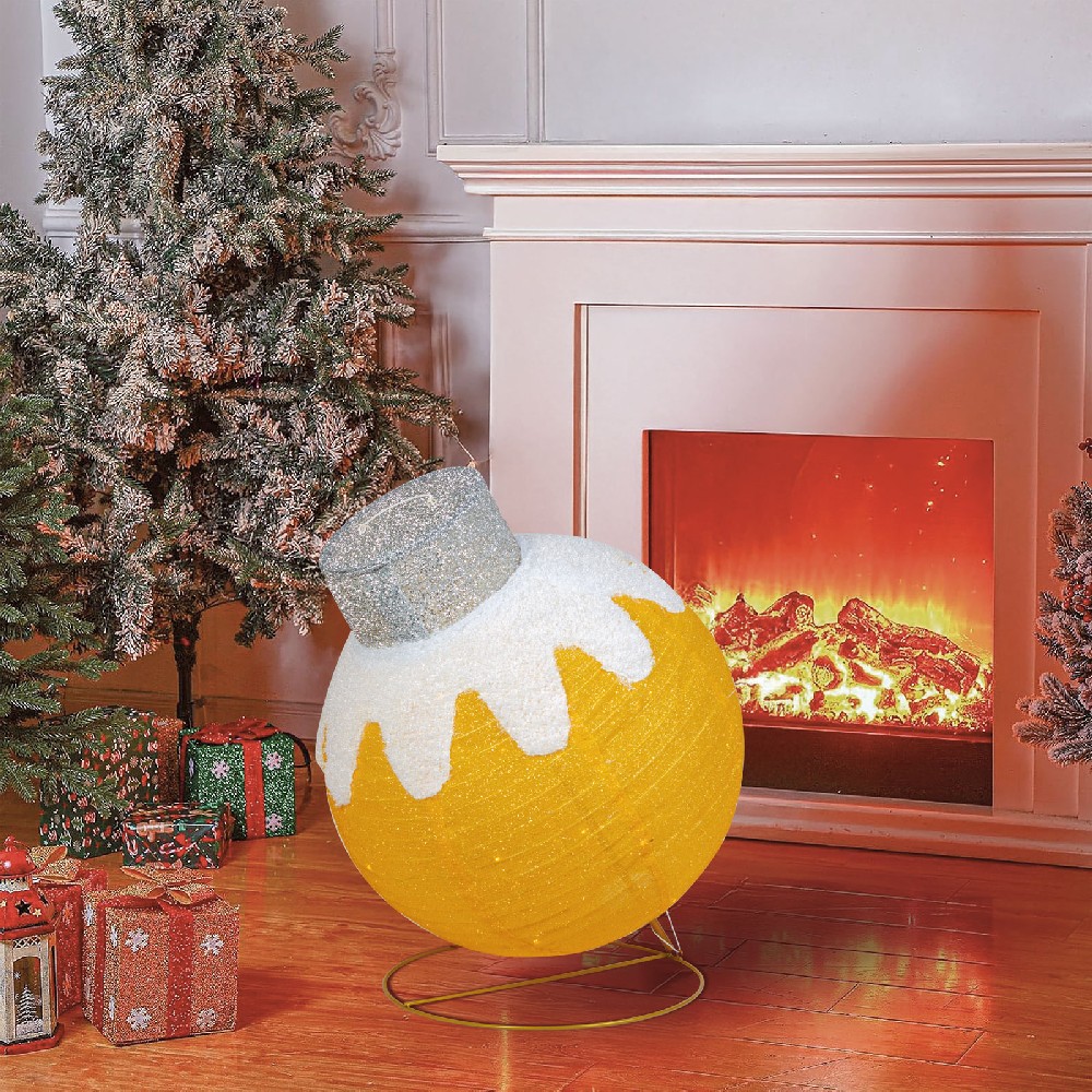 Ornament sferic luminos Craciun, 60 LED, auriu 60x83cm