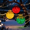 Ornament sferic luminos Craciun, 60 LED, auriu 60x83cm