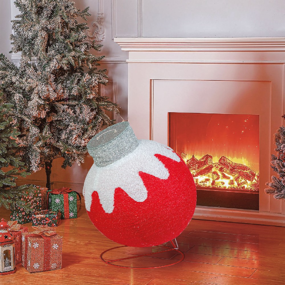 Ornament sferic luminos Craciun, 60 LED, rosu 60x83cm