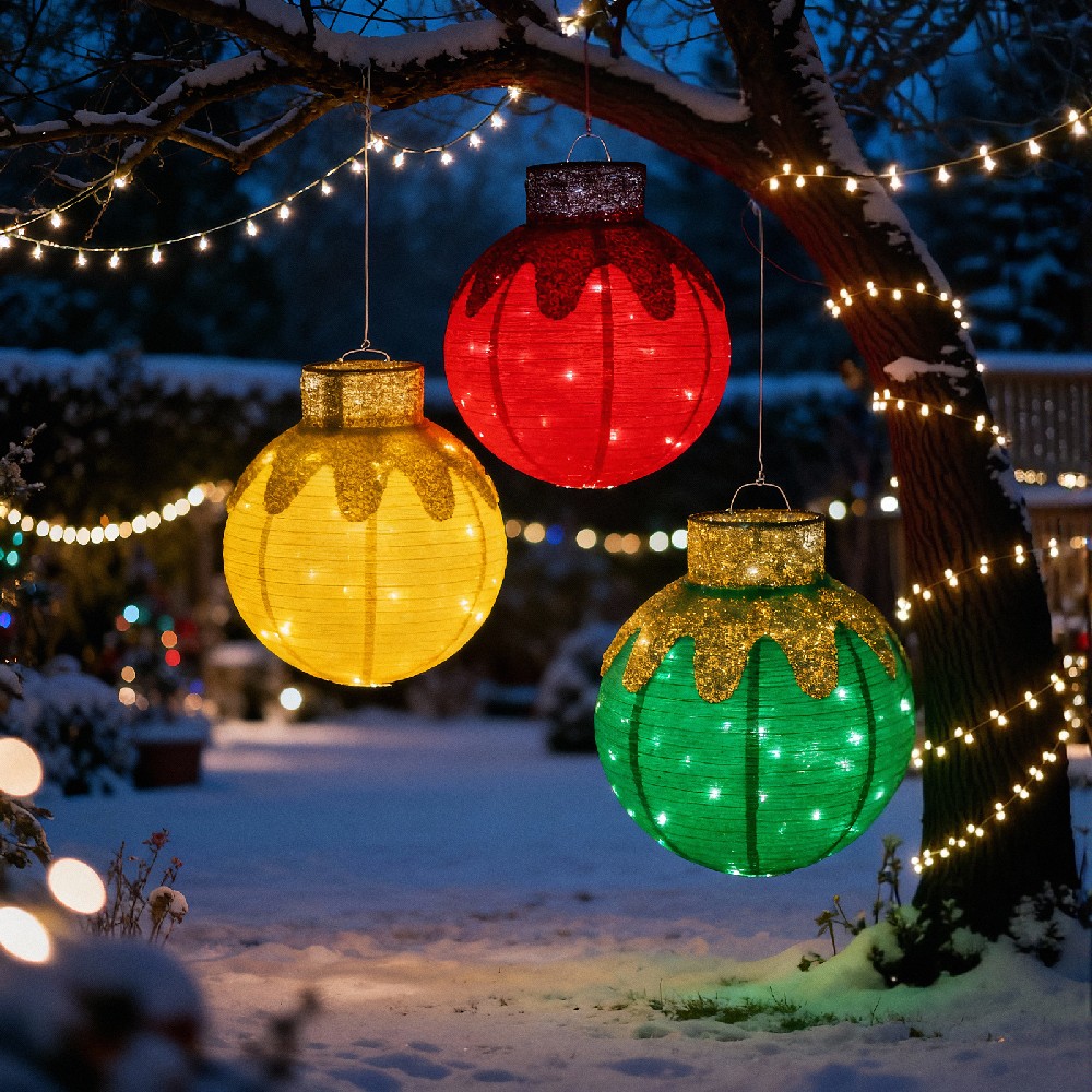 Ornament sferic luminos Craciun, 60 LED, rosu 60x83cm