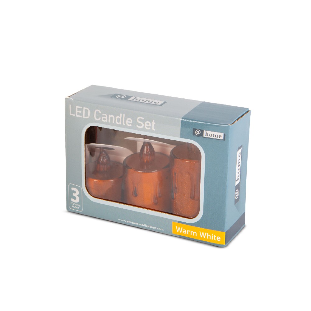 Lumanari LED, alb cald, plastic, set 3 buc.