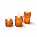 Decor Craciun, lumanari LED, alb cald, plastic, set 3 buc.