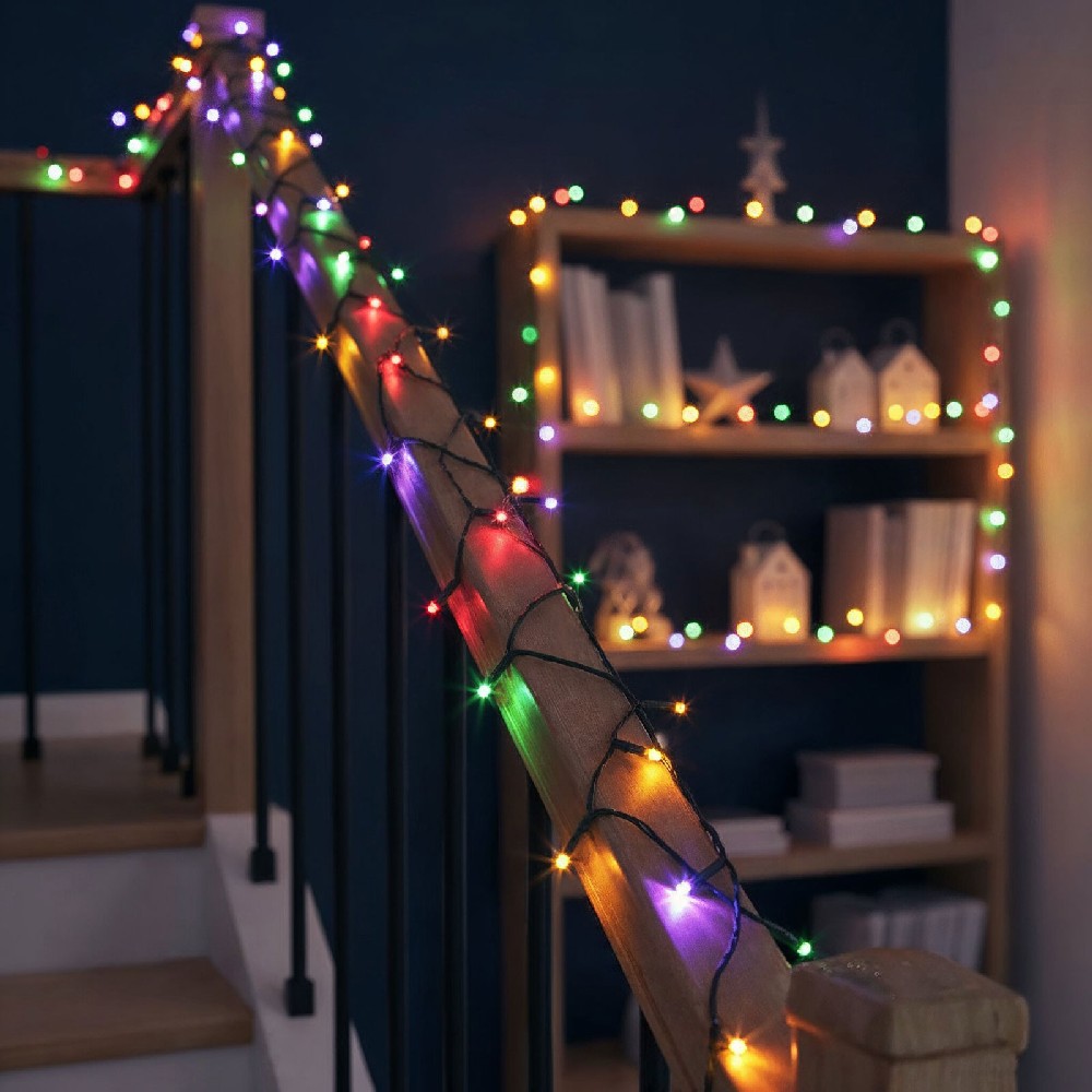 Luminite Craciun, 600 LED, cablu verde, 30m