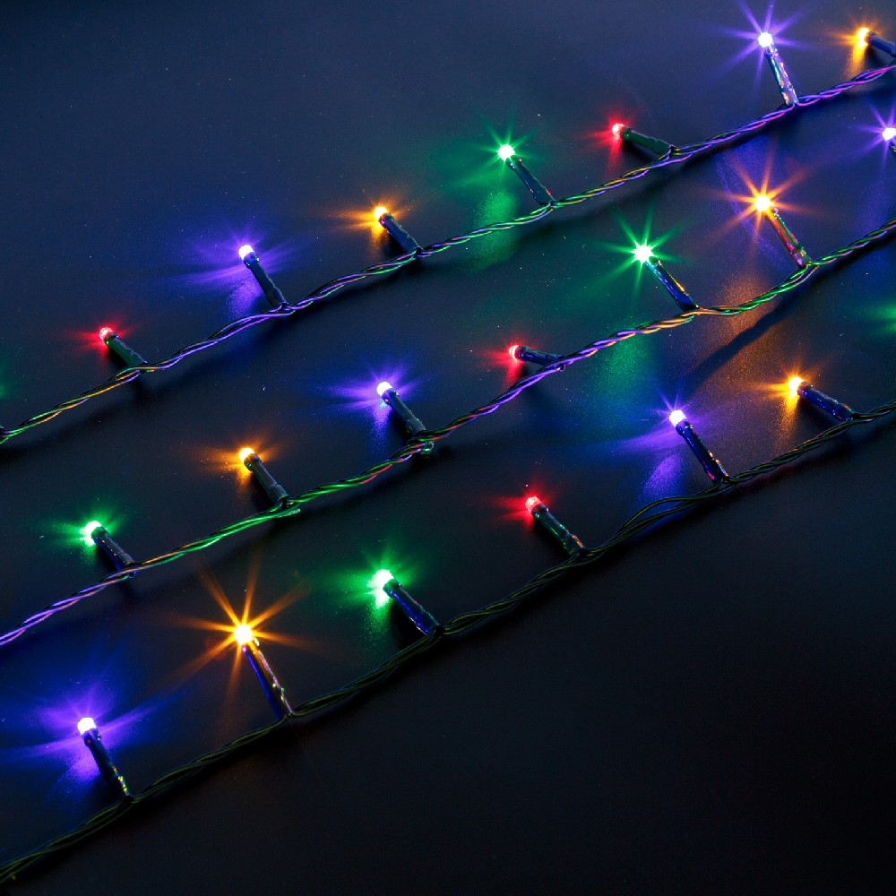 Luminite Craciun, 1000 LED, cablu verde, 50m