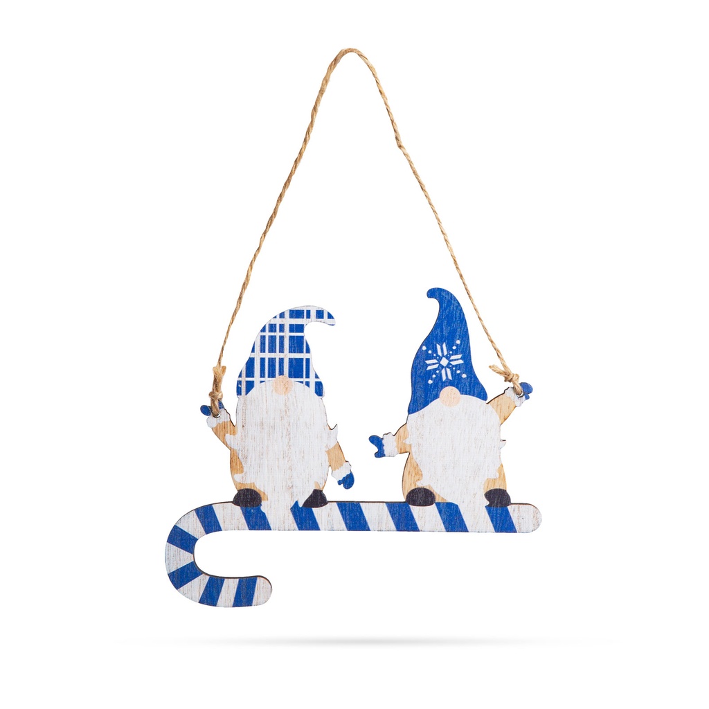 Decor Craciun, spiridus din lemn, albastru, 15cm