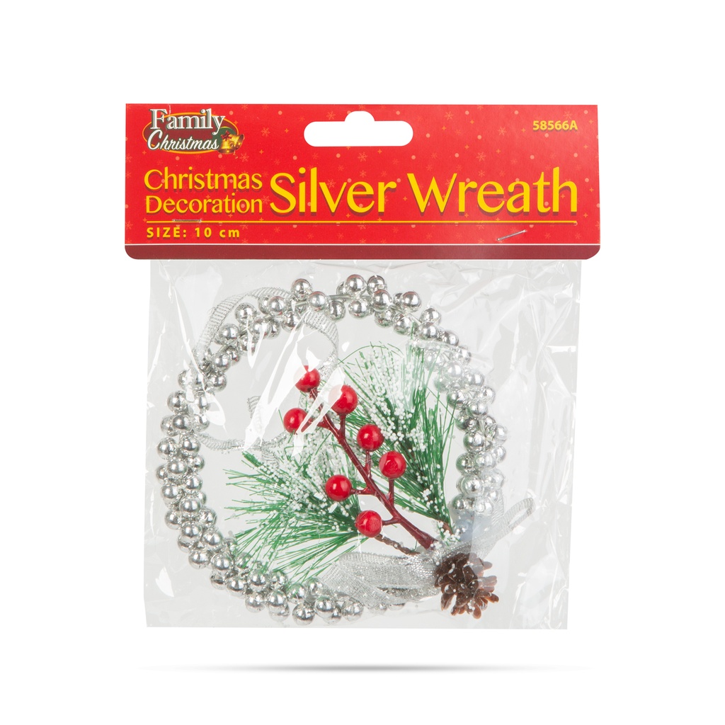 Decor Craciun, coroana argintie, 10cm