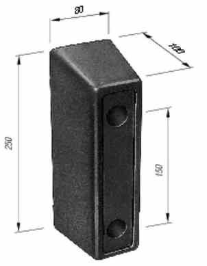 Tampon Cauciuc, Remorca, Dreptunghiular 250x80x100mm (25x8x10cm)