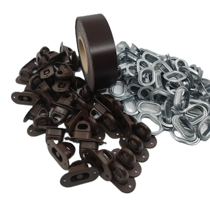 Set 100 capse ovale cu butoni rotativi si intaritura prelata 30m, Maro