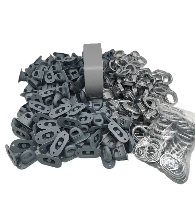 Set 100 capse ovale cu butoni rotativi si intaritura prelata 30m, Gri