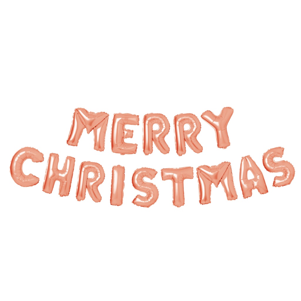 Balon Craciun, Merry Christmas, auriu rose