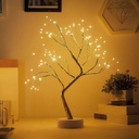 Decor masa, copac, LED, cu baterie, alb cald