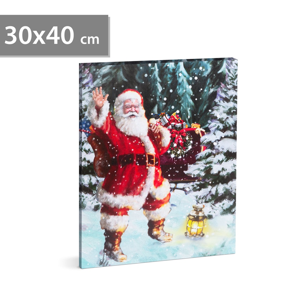 [58465] Tablou de Craciun, LED, 2xAA, 30x40cm