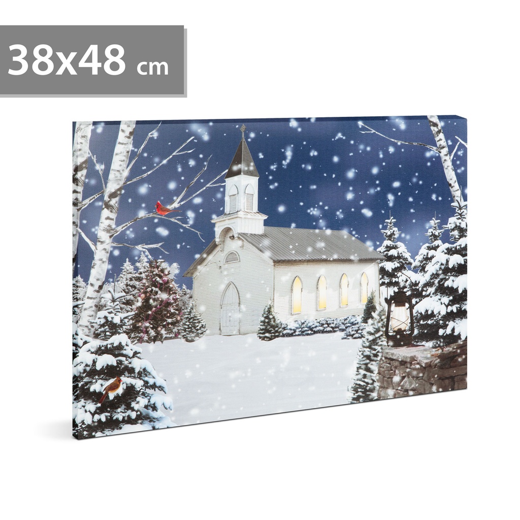 [58473] Peisaj de iarna, LED, 2xAA, 38x48cm