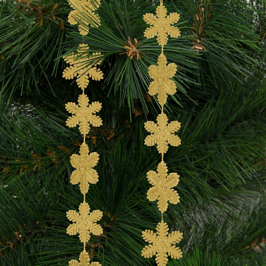 Ghirlanda de Craciun, fulgi de nea, auriu, 2.7m