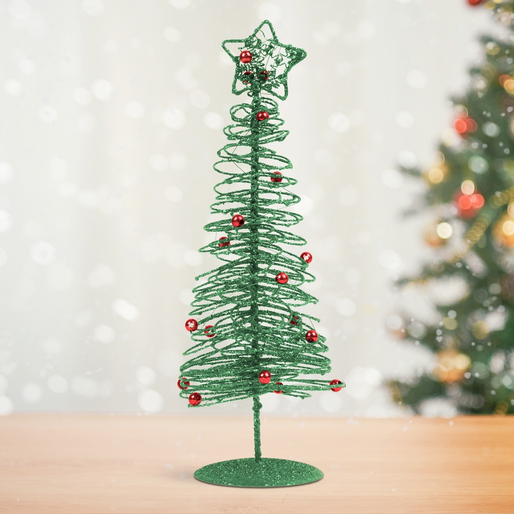 Bradut metalic, ornament Craciun, verde, 28cm