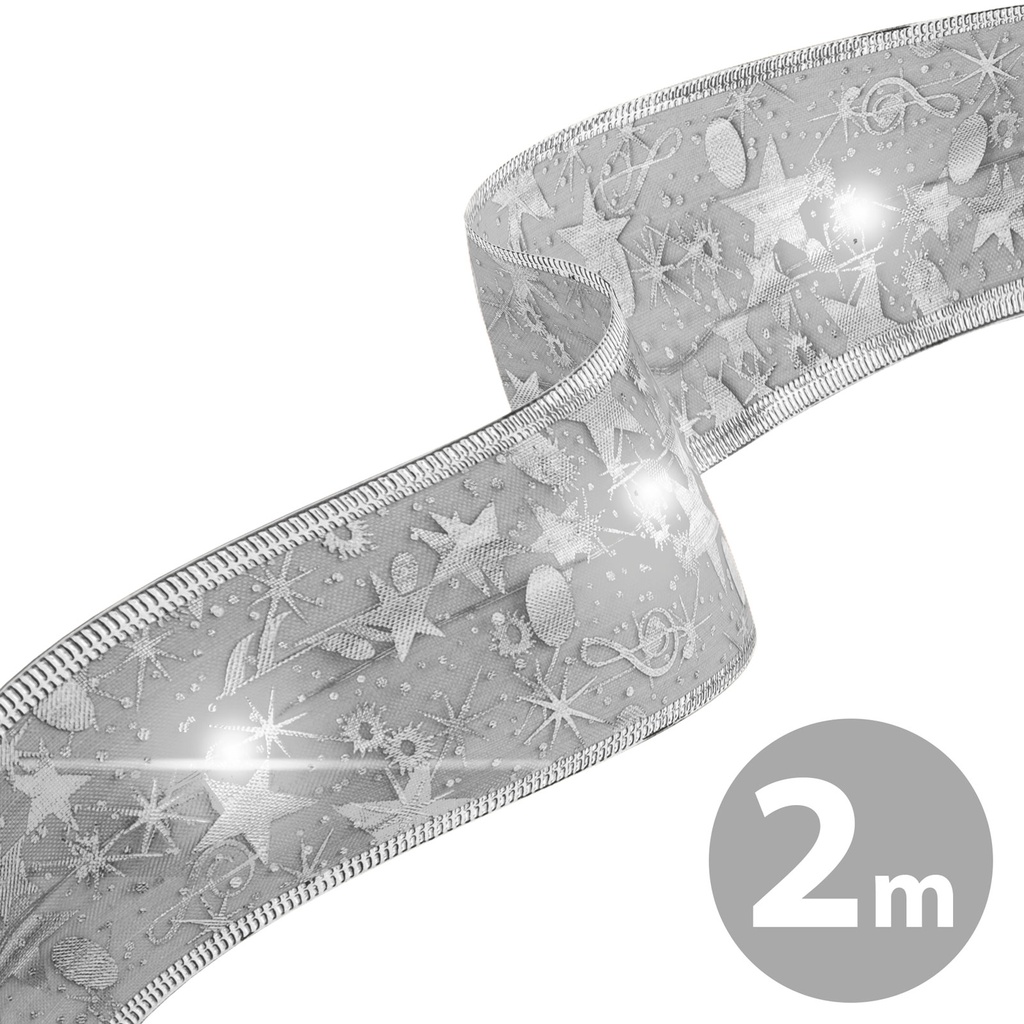Panglica led de Craciun, argintie, 2xAA, 2mx5cm