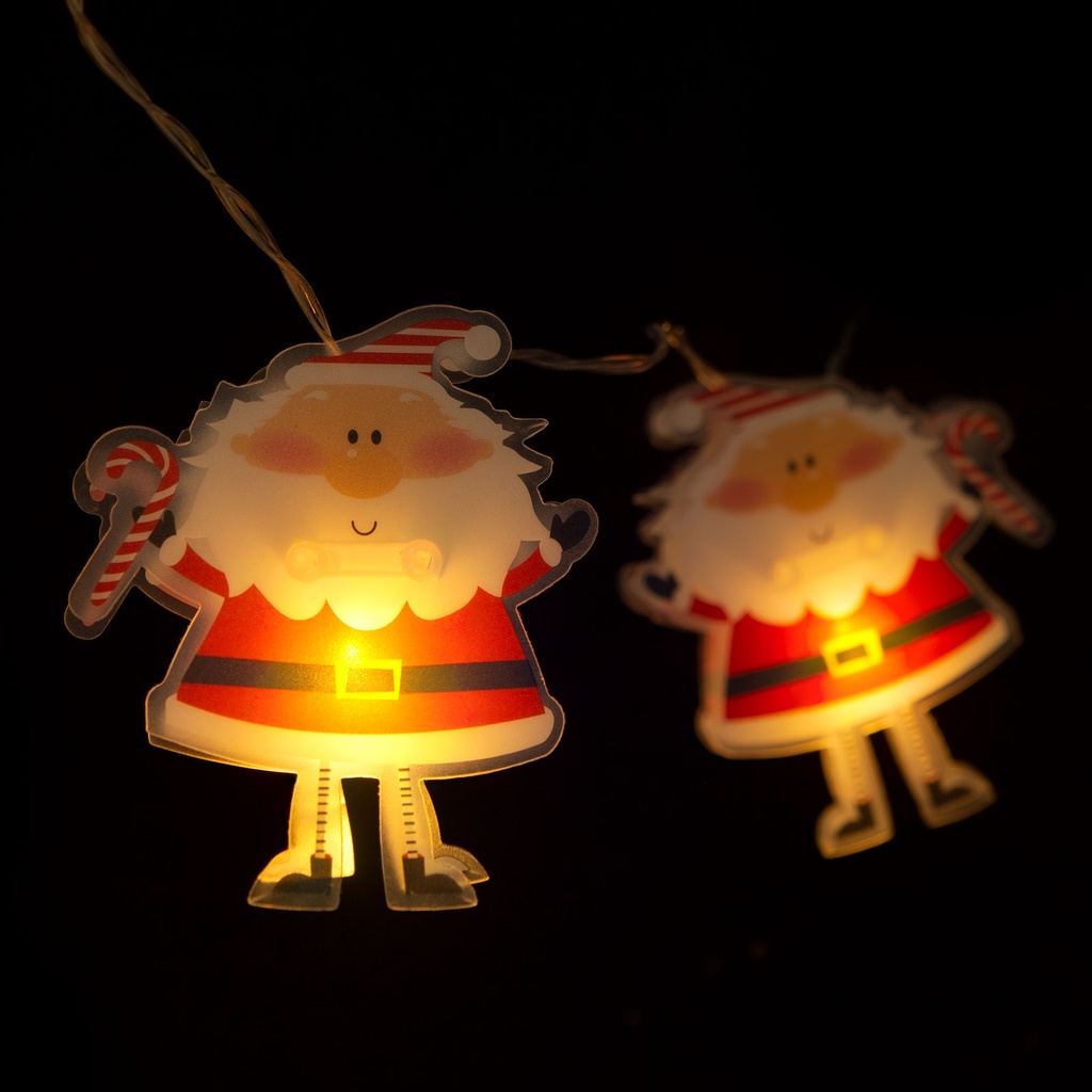 Sir de lumini, Mos Craciun, 10 LED, 2xAA, 1.35m