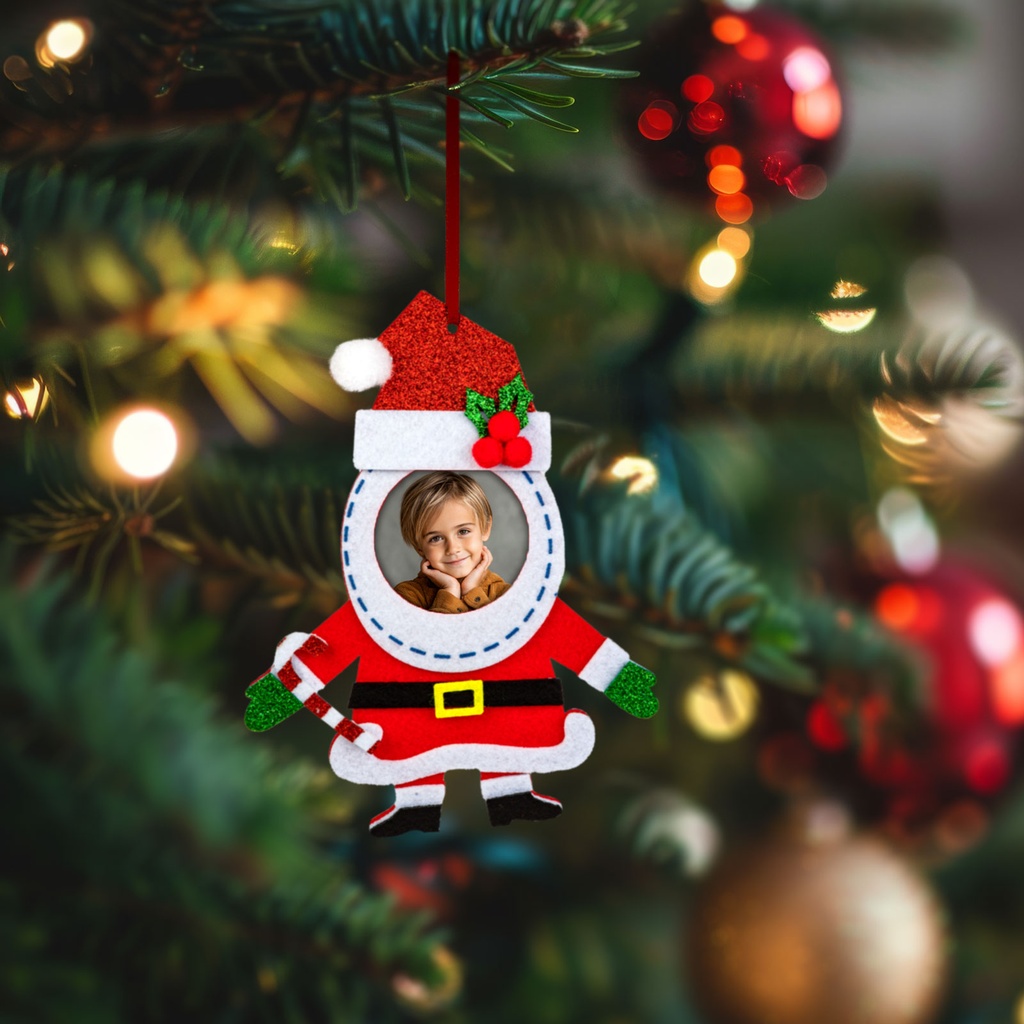 Decoratiune foto din fetru, cu clopotel, 3 modele, 13x17cm