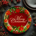 Tava decorativa, plastic, Merry Christmas, 37.5cm