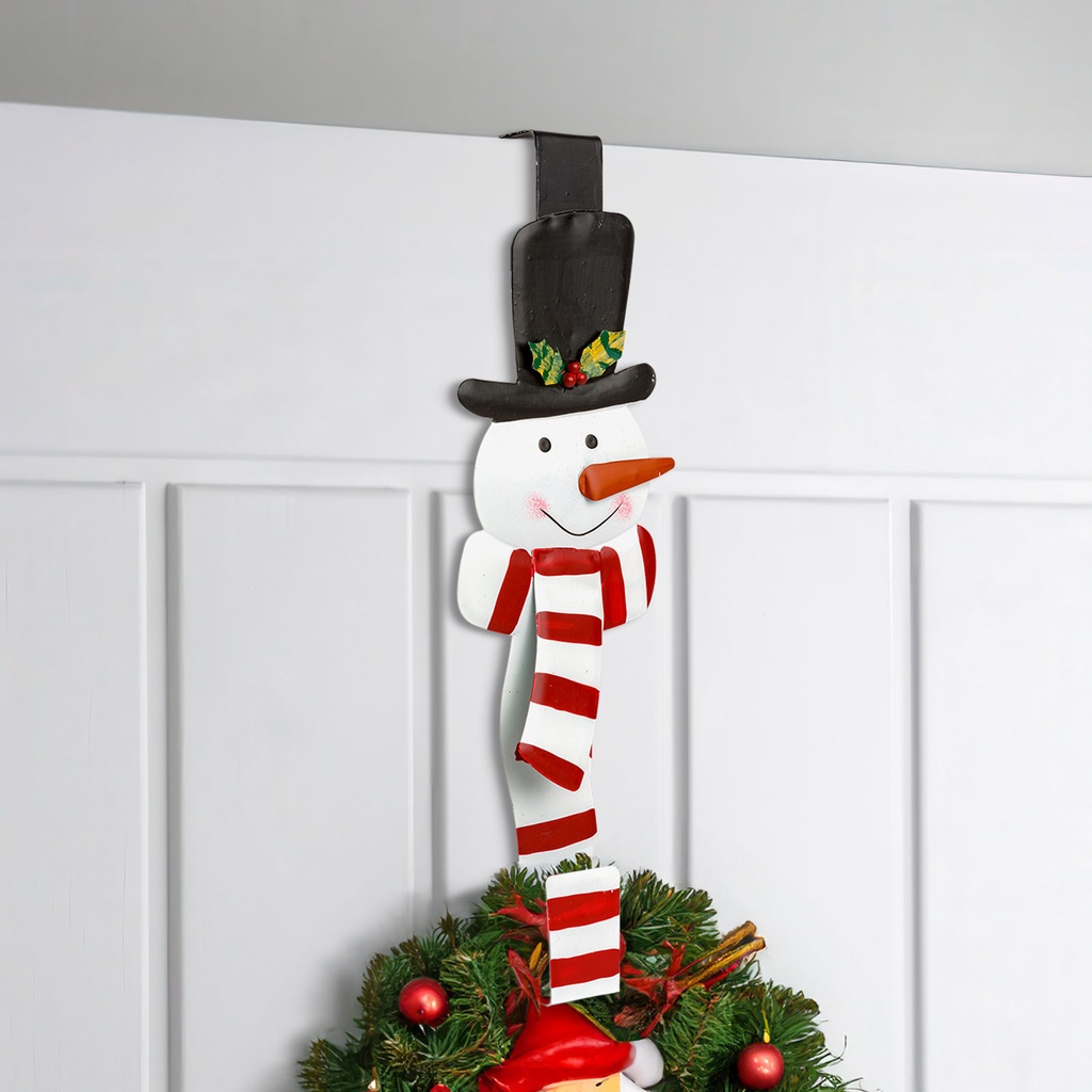 Suport metalic pentru coronita sau decoratiune de usa – model om de zapada – 38 cm