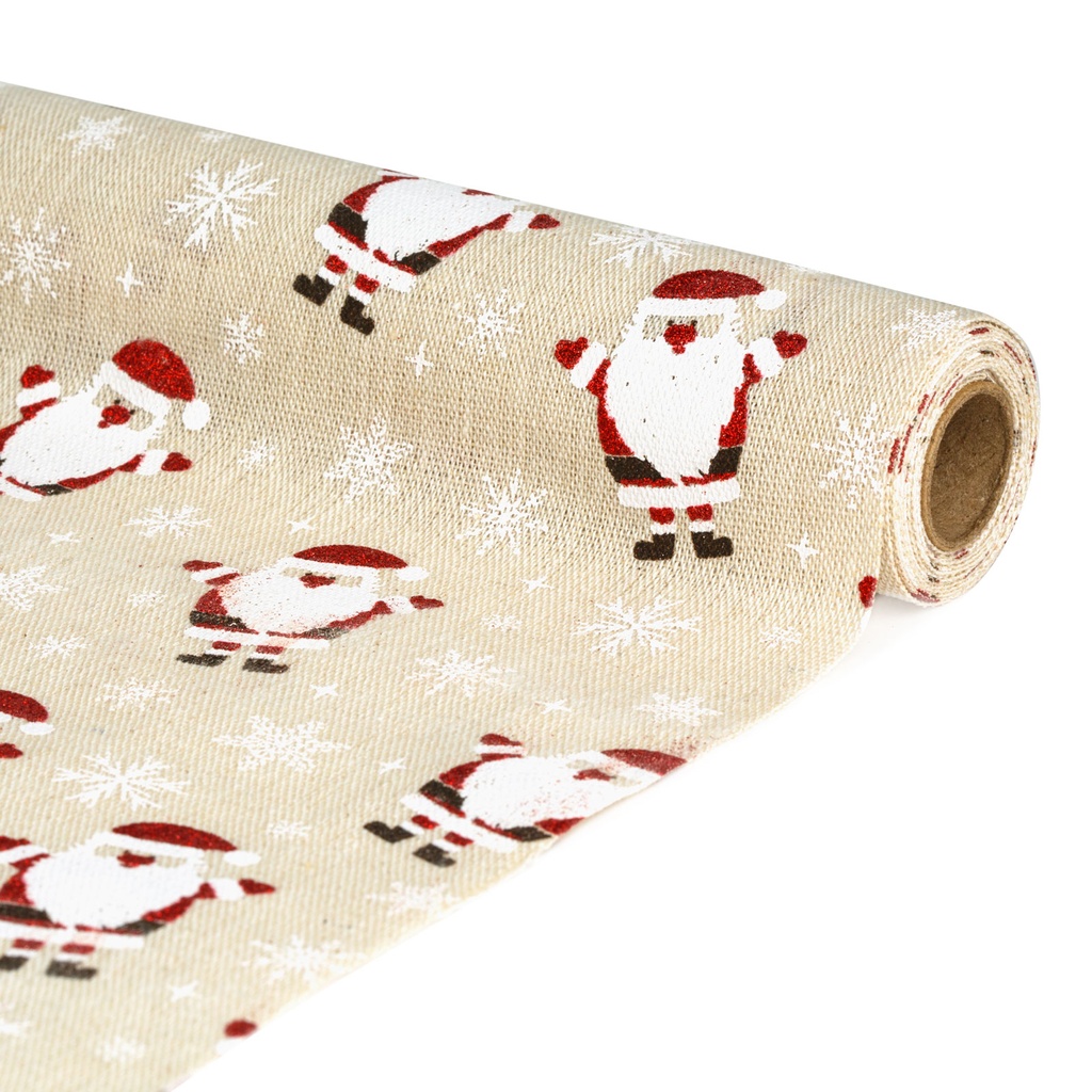 Frunner decorativ de masa – 180 x 28 cm – 70% poliester, 30% bumbac – model Mos Craciun, maro