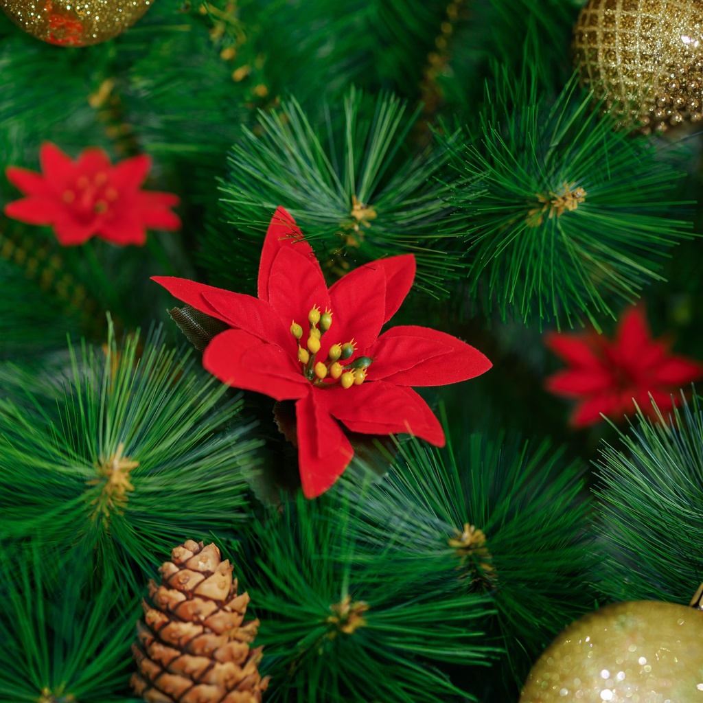 Decoratiune floare artificiala, Poinsettia, floare de Craciun, 50cm