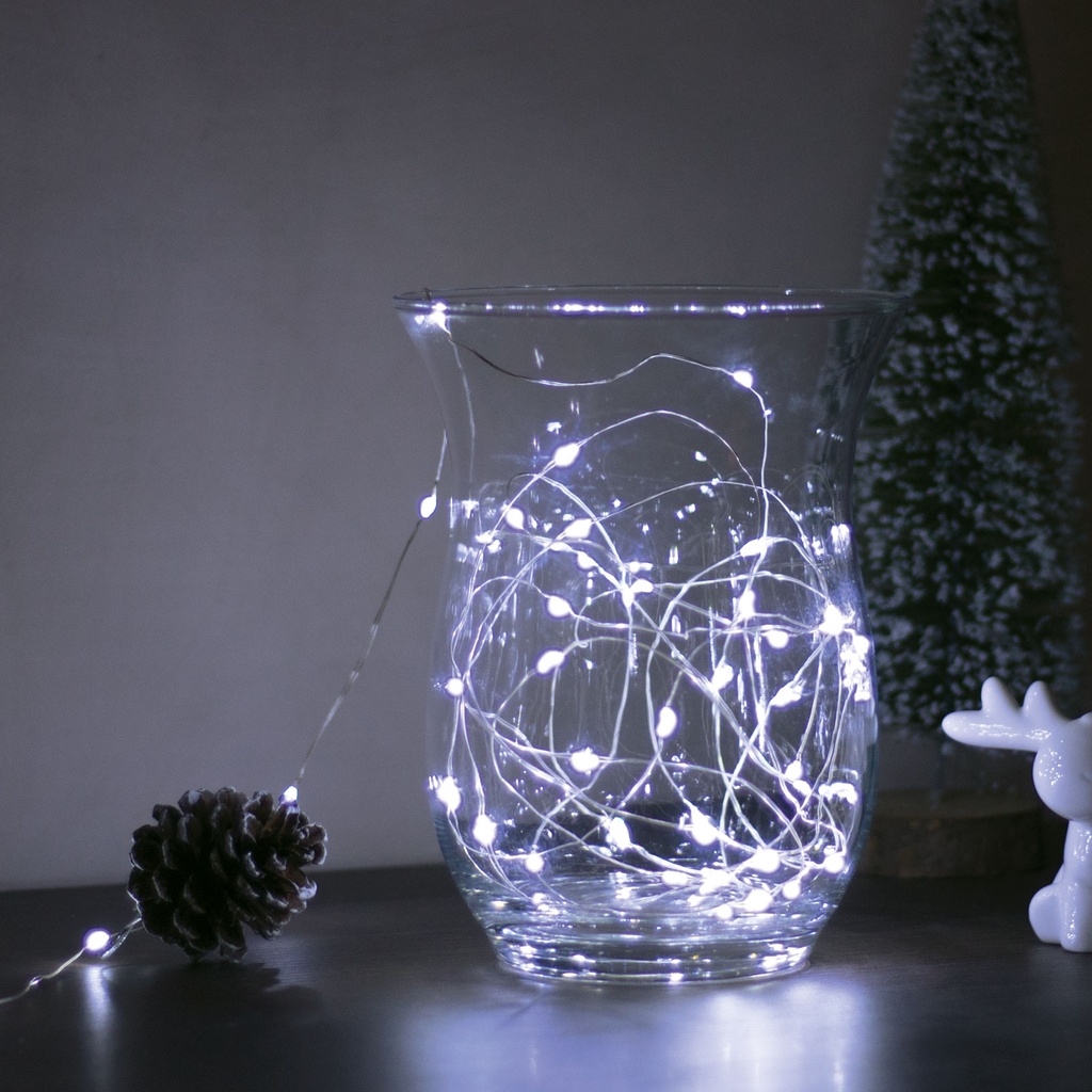 Sir de lumini Craciun, 50 LED, alb rece, 3xAA, 5m