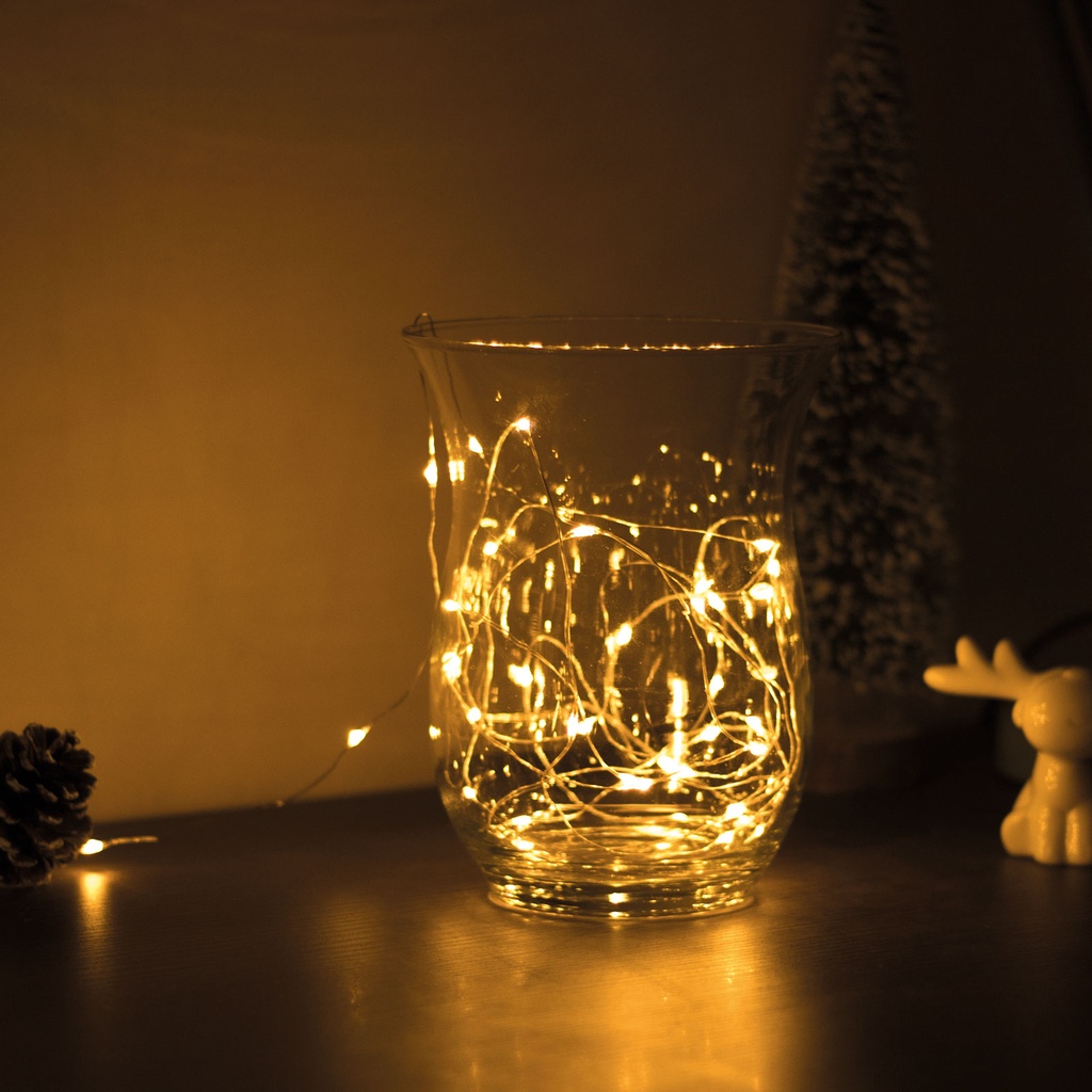 Sir de lumini Craciun, 50 LED, alb cald, 3xAA, 5m